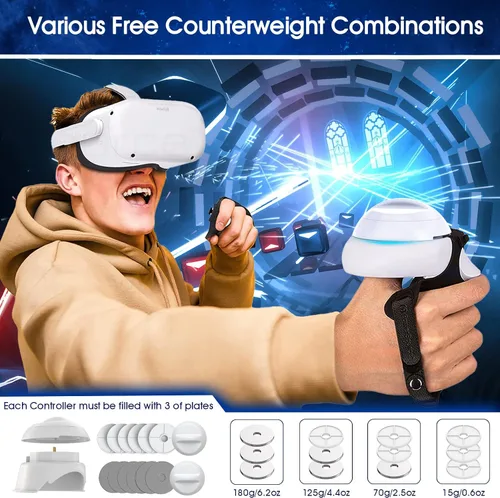 Vista 3 de Weight Dumbbell for Oculus Quest 2 Adjustable Controller Weight Dumbbell Works Great for All VR Exercise Game VR Fitness Accessories for Quest