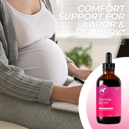 Vista 3 de Mountain Meadow Herbs Gentle Birth for Birth Prep / Preparación del parto, extracto de hierbas líquido de acción rápida para apoyo al parto - 4oz