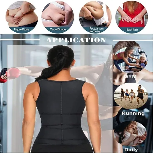 Vista 4 de LeongLzt Entrenador de cintura para mujer moldeador de cintura corsé sin mangas chaleco recortador de cintura con correas Negro