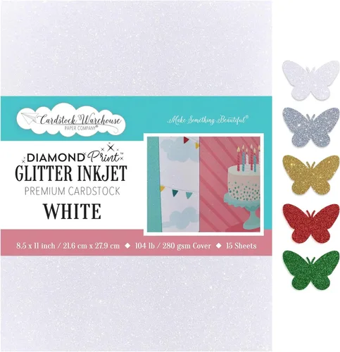 Vista 12 de Cardstock Warehouse Diamond Print Inkjet Glitter - Papel de cartulina con purpurina dorada de alta calidad, 15 hojas, 8.5 x 11 pulgadas, 104