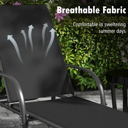 Vista 7 de HAPPYGRILL Sillón de patio, tumbona plegable para exteriores con respaldo ajustable, silla reclinable para tomar el sol, silla de bronceado de playa