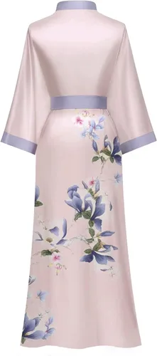 Vista 2 de Bata de baño larga de seda para mujer, ropa de dormir con estampado floral, bata de boda, camisón de satén para dama de honor
