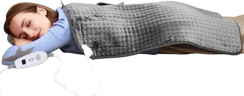 Vista 20 de Ruqiji Almohadilla térmica de cuello y hombro con peso de 19 x 24 pulgadas, 2.5 libras con 12 ajustes de temperatura y temporizador de cuenta