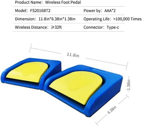 Vista 2 de Pedal de pie USB PC teclado inalámbrico personalizado combinación de teclas de acceso directo tecla de acceso rápido una tecla de movimiento