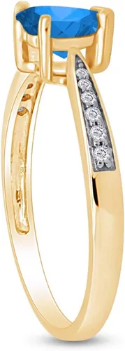 Vista 3 de AFFY Anillo de promesa de corazón solitario de oro de 14 quilates sobre plata esterlina, regalo para ella