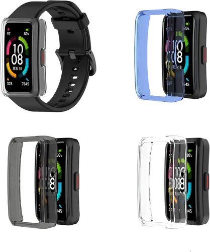 Vista 9 de Funda compatible con Huawei Honor Band 6 Watch Protector de pantalla de PC suave a prueba de golpes, protector delgado de parachoques protector