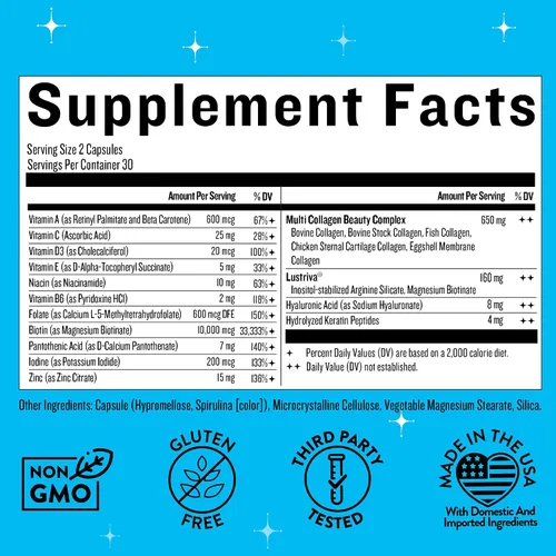 Vista 5 de Legendairy Milk Vitaminas para el crecimiento del cabello para mujeres - Biotina para el crecimiento del cabello con colágeno y Lustriva, productos