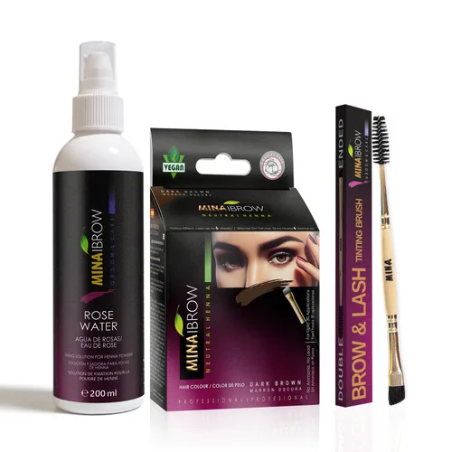 Vista 37 de Polvo de tinte para cejas natural marrón medio de MinaiBrow Kit de tinte instantáneo a prueba de manchas con cepillo doble biselado Marrón medio +