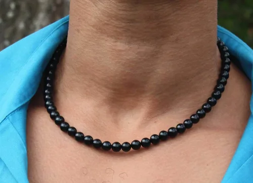 Vista 3 de Auras by Osiris - Collar de cristales curativos para hombre de 19", 24" y 30" de largo con cuentas de gemas de 1564" (6mm) 516" (8mm) 2564" (10 mm)