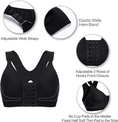 Vista 4 de SHAPERX Sujetador deportivo con cierre frontal para mujer