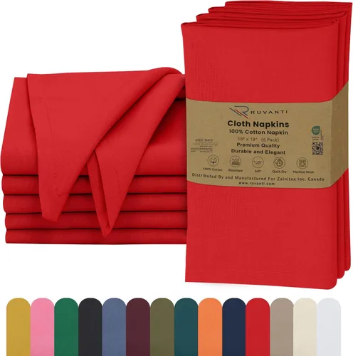 Vista 30 de Ruvanti - Servilletas de tela, paquete de 6, 45x45 centímetros, 100% algodón, lavables, suaves y absorbentes, perfectas para bodas, cenas de Belleza