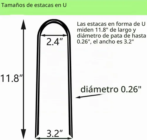 Vista 3 de Anclajes de Trampolín de Servicio Pesado para Vientos Fuertes en Forma de U con Extremos Afilados, Anclaje de Suelo de Acero Galvanizado de 11.8