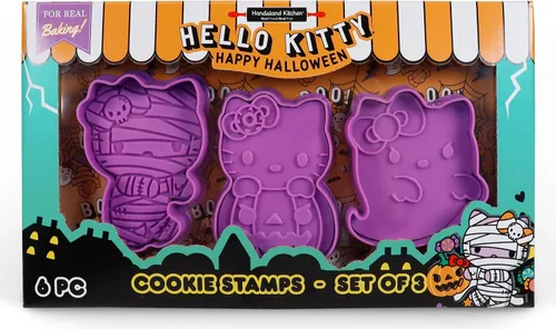 Vista 7 de Handstand Kitchen Hello Kitty - Juego de fiesta de galletas de Halloween con sellos de galletas, espátula y más - Jubilado
