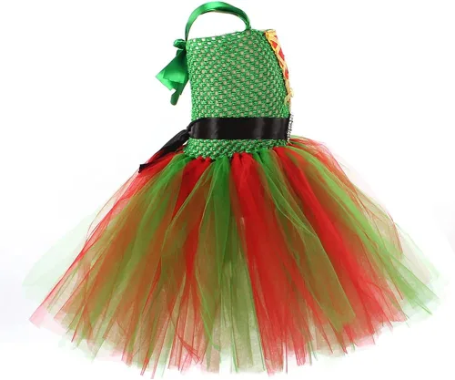 Vista 3 de IMEKIS Girls Christmas Santa Elf Costume Halloween Tutu Dress with Elf Hat Cosplay Xmas Holiday Outfits for Kids 2-12T