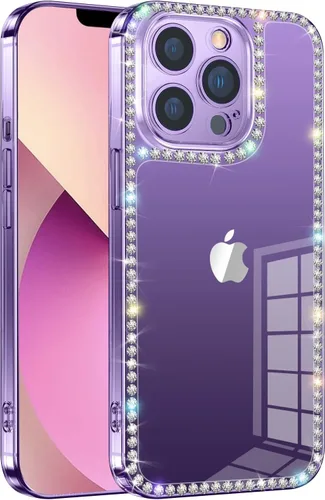 Vista 11 de Compatible con iPhone SE 2022/iPhone SE 2020/iPhone 7/iPhone 8 transparente para mujeres y niñas con purpurina 3D brillante brillante de lujo