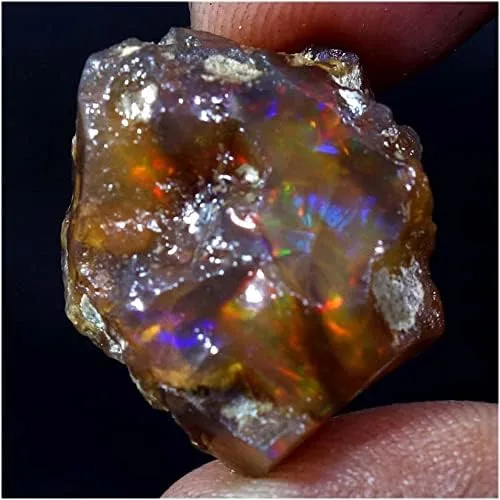 Vista 2 de Thomassilk Qualitygems - Lote de ópalo negro con ópalo natural etíope crudo, piedra de nacimiento áspera, ópalo, arco iris, fuego, ópalo, 25,70