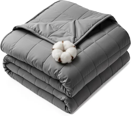 Vista 8 de HCOIW Mantas con peso para adultos, 5 libras, 41 x 60 pulgadas, manta pesada tamaño Queen para dormir, lavable a máquina, manta refrescante suave
