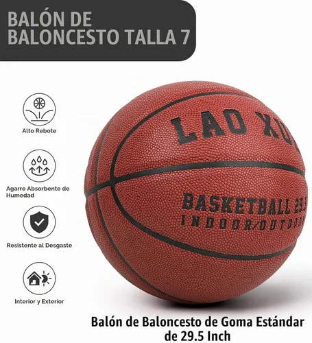 Vista 2 de LAO XUE Size 7 Basketball,29.5 Inch Rubber Ball for Indoor Outdoor