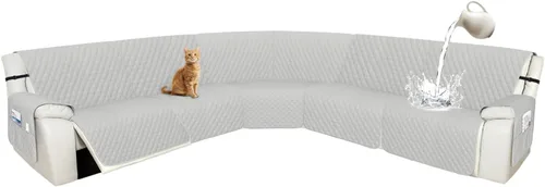 Vista 19 de Arfntevss Fundas de sofá modular reclinable, 10% impermeable, en forma de L, para sillón reclinable en forma de L, funda seccional lavable