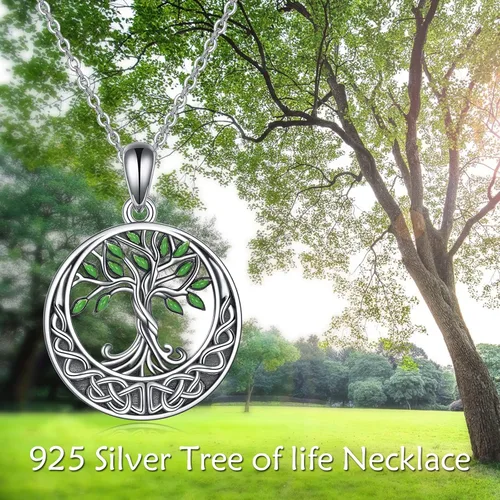 Vista 115 de ONEFINITY Collar de plata de ley 925 con diseño de árbol de la vida con colgante de nudo celta de concha de abulón para mujer