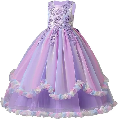 Vista 46 de Vestido de tul de unicornio arcoíris para niñas, vestido de princesa para cumpleaños, Halloween, Navidad, concurso de baile, fiesta de baile
