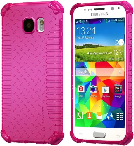 Vista 2 de LUVVITT Funda para Galaxy S6, [agarre transparente] Carcasa trasera de TPU flexible suave y delgada funda de goma transparente para Samsung Galaxy