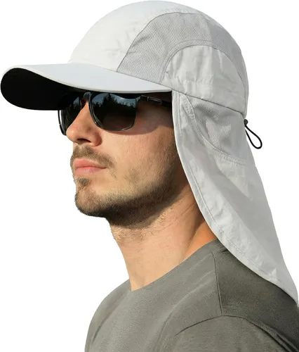 Vista 11 de Sombrero de sol para hombre con malla transpirable sombreros de sol para hombres sombrero de pesca Beige claro