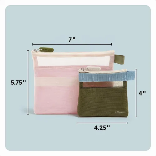Vista 2 de U Brands - Bolsas de viaje organizadoras de electrónica, paquete de 2, rosa y verde Rosa y verde oliva