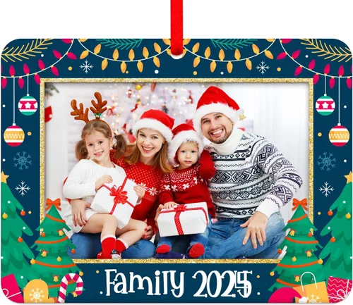 Vista 8 de WhatSign Adornos de Navidad para marco de fotos, adornos personalizados para árbol de Navidad, regalo de recuerdo de fotos familiares personalizado