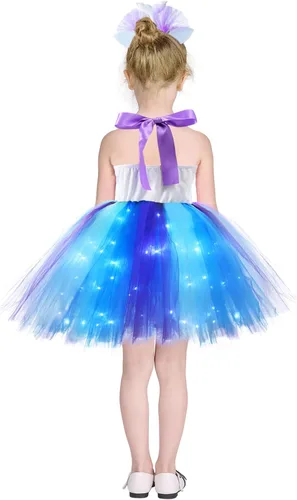 Vista 6 de Girls Mermaid Tutu Dress for Birthday Party, LED Light Up Halloween Mermaid Outfit Dress Up Dress with Headband