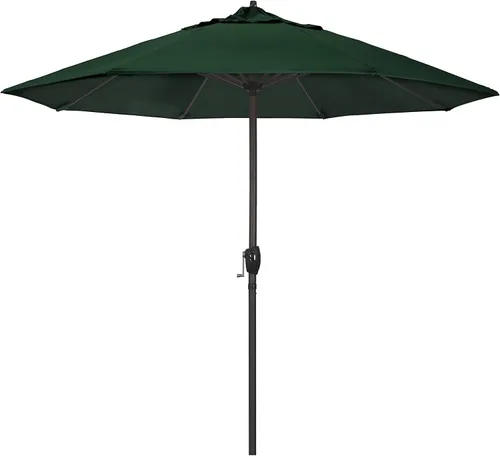 Vista 21 de California Umbrella Sombrilla redonda de aluminio de 9 pies para terraza, piscina o patio, manivela elevadora, inclinación automática, poste