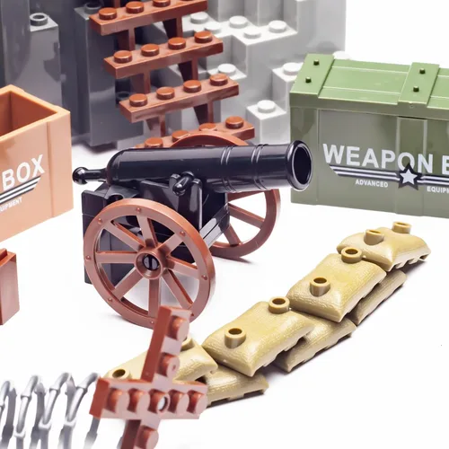 Vista 5 de Medieval Warfare Cannon 2, paquete de armas militares, figuras de soldados de juguete, minifigura de juguete compatible con las principales marcas