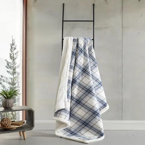 Vista 4 de Eddie Bauer - Manta, ropa de cama reversible de sherpa y forro polar cepillado súper suave, mantas de arrullo para sofá, ideal para descansar