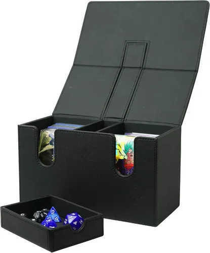 Vista 7 de TopDeck Más de 200 cartas dobles Pro - Compartimentos dobles premium para máxima protección y almacenamiento de tarjetas - Soporte para caja