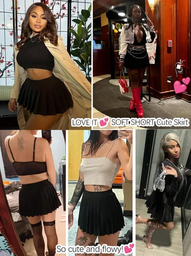 Vista 5 de BemorRun Mini falda skater acampanada plisada para mujer, falda sexy para club, falda Y2K, cintura elástica, falda de escuela para niña