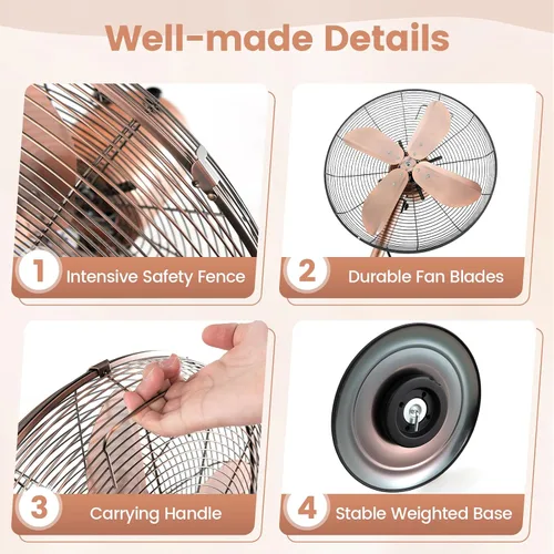 Vista 5 de ARLIME Ventilador de pedestal, ventilador oscilante de 16 pulgadas con 3 velocidades y altura ajustable, oscilación de 75° e inclinación de 21°