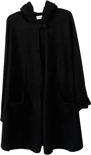 Vista 6 de Abrigo con capucha para mujer con ribete de sherpa con guantes a juego, colección de invierno, talla única