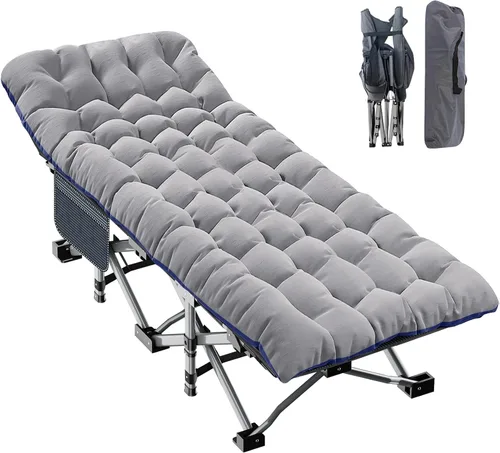 Vista 14 de H&ZT Silla de salón plegable con abertura para la cara – Silla reclinable ajustable para bronceado al aire libre con colchón, silla de sol