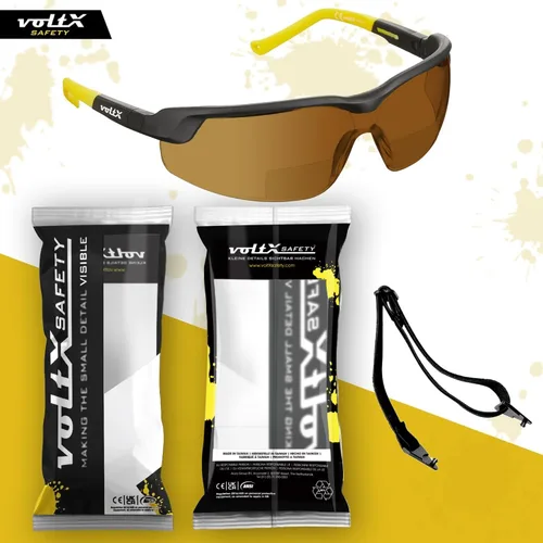 Vista 5 de voltX GT - Lentes de seguridad bifocales ajustables para lectura (lente marrón +1.0), ANSI Z87.1+ y CE EN166FT, revestimiento antiniebla, lente