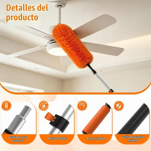 Vista 2 de Kit de limpieza de gran alcance LAANPOLE de 26 pies con plumero de extensión, herramienta de limpieza de ventilador de techo alto para aspas