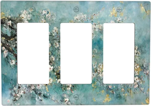 Vista 165 de Pintura al óleo de flores abstractas de 1 cuadrilla de interruptor de luz dúplex individual cubierta de salida placa de pared decorativa Placa