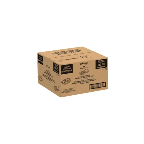 Vista 3 de DART ProPlanet - Recipientes para llevar con tapa con bisagras ecológicos rellenos de minerales, tamaño de 8.5 pulgadas, 1 compartimento, 150