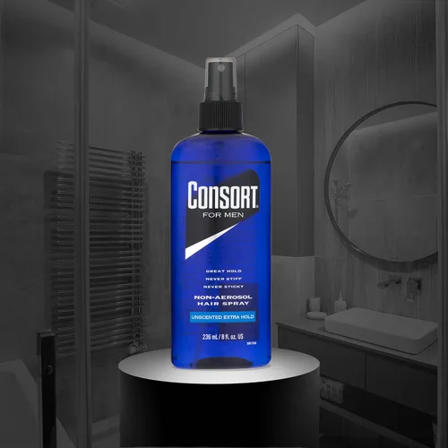Vista 5 de Consort Spray para el cabello para hombres, sujeción extra, sin perfume, sin aerosol, 8 onzas líquidas