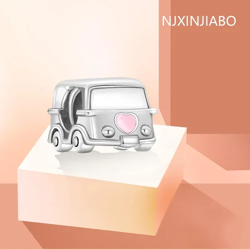 Vista 2 de NJXINJIABO 925 Sterling Silver Travel Charms for Bracelets and Necklaces Airplane car hot air balloon Dangle Pendants Beads Charms Jewelry Gift for