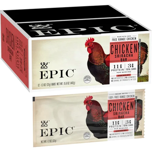 Vista 10 de EPIC BARBACOA Barra de proteína de pollo, Keto apta para el consumidor, 12 unidades, barras de 1.3 onzas 100% Natural Chicken Raised With No