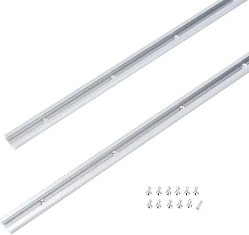Vista 13 de T Track Kit de intersección de 3 pulgadas con tornillos para madera, perfil de doble corte con orificios de montaje preperforados, carpintería