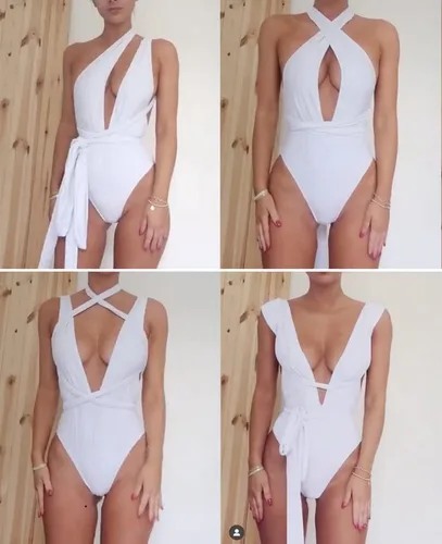 Vista 6 de Lilosy - Traje de baño sexy de una pieza, con tirantes cruzados y tanga de corte alto estilo brasileño