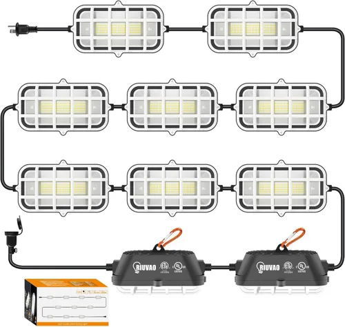 Vista 8 de RIUVAO - Cadena de luces LED de construcción de 50 pies, 75 W, 7500 lm, impermeable, IP67, luces de trabajo, luces temporales de construcción