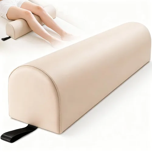 Vista 8 de Noverlife Rodillera redonda 3/4 para mesa de masaje, almohada de masaje de 26 x 6 x 6 pulgadas para piernas con asa de correa, mesa de masaje