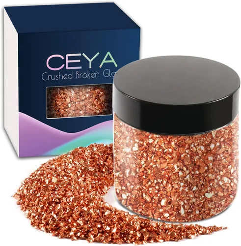 Vista 14 de Ceya - Conjunto de purpurina de vidrio irregular triturado en 32 colores, 640g/ 22.6 oz, chips de cristal metálico roto de 2-4mm, purpurina gruesa